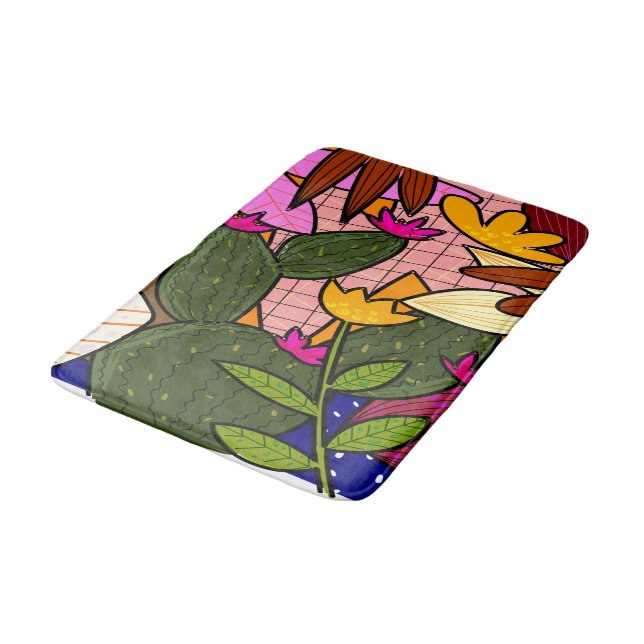 Tapete De Banheiro Folhas e flores abstrato tropicais (Angulado)
