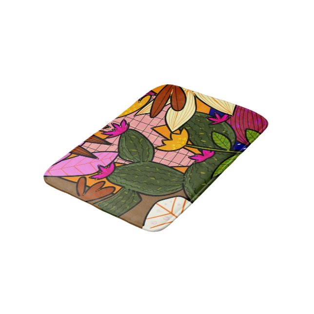 Tapete De Banheiro Folhas e flores tropicais abstratas   (Angulado)