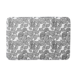 Tapete De Banheiro Folhas Negras na Matriz Branca