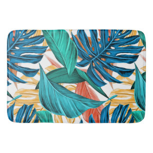 Tapete De Banheiro Folhas tropicais coloridas, design de padrão exóti