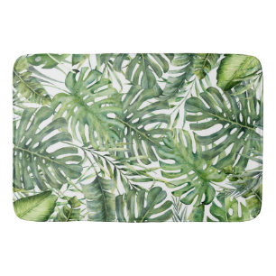 Tapete De Banheiro Folhas Verdes de Palma Tropical Verão Brisa da Ilh