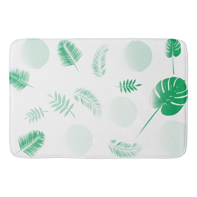 Tapete De Banheiro Folhas verdes tendas em branco (Frente)