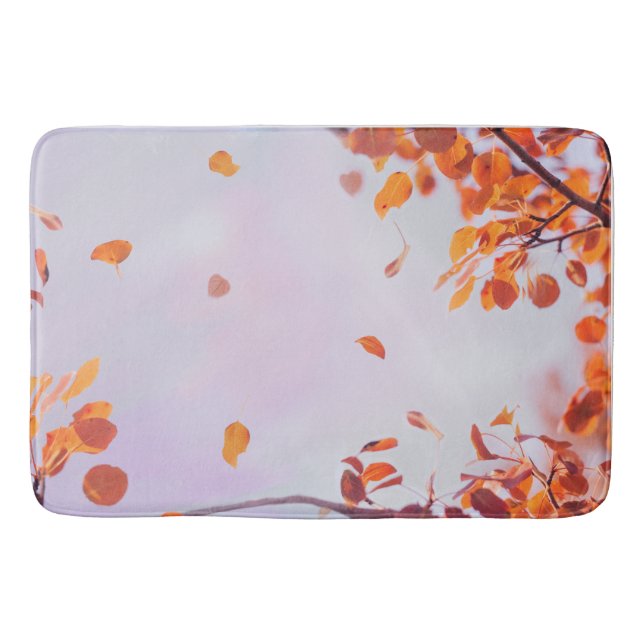 Tapete De Banheiro Folhas Voadoras Na Estação De Queda No Céu Lavanda (Frente)