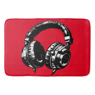 Tapete De Banheiro Fones de ouvido de música Black DJ 