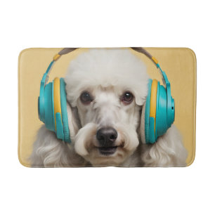 Tapete De Banheiro Fones de ouvido de veste de poodle