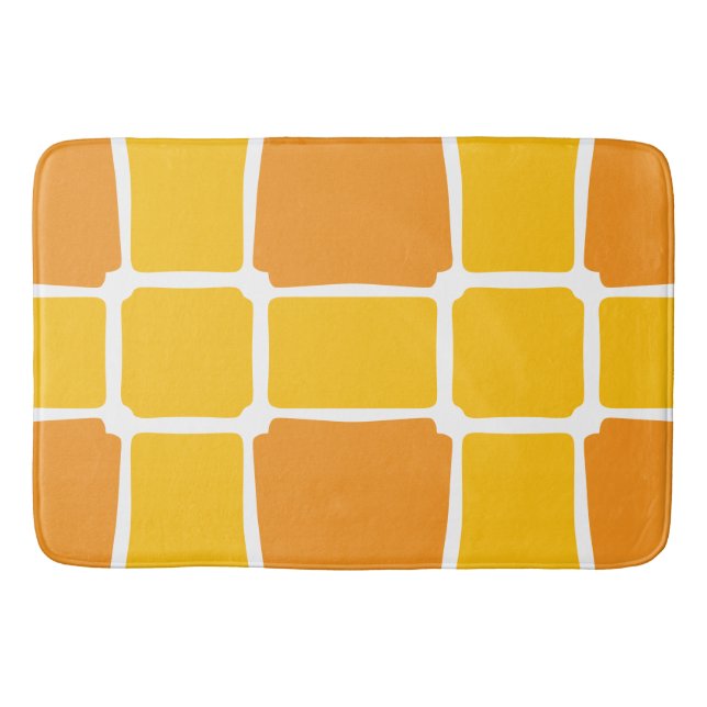 Tapete De Banheiro Formas amarelo alaranjadas Quadrados Negrito assim (Frente)