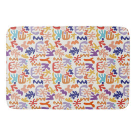 Tapete De Banheiro Formas Botânicas Coloridas de Abstrato de Padrão M