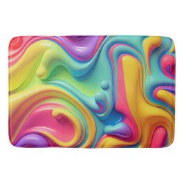 Tapete De Banheiro Formas de Fluido Arco-Íris Plástico