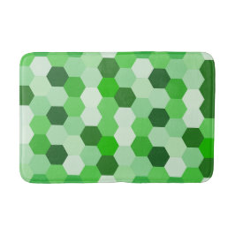 Tapete De Banheiro Formas de Hexágono Geométrico Branco Verde
