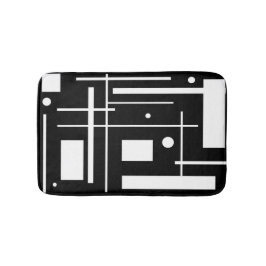 Tapete De Banheiro Formas Geométricas Brancas Em Matriz Preta