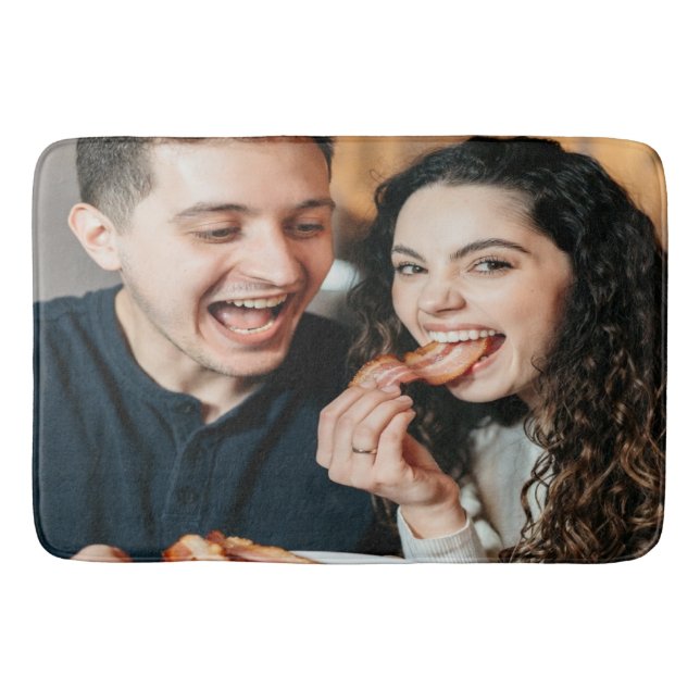 Tapete De Banheiro Foto de comer bacon Personalizar (Frente)