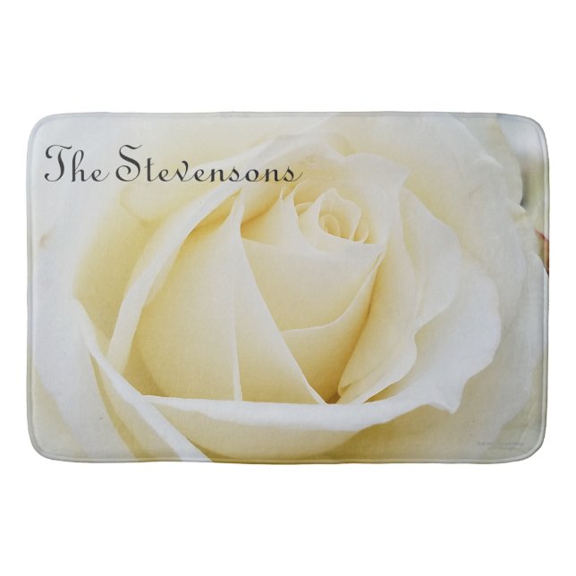 Tapete De Banheiro Foto de Fechamento da Rosa Branca Pristine (Frente)