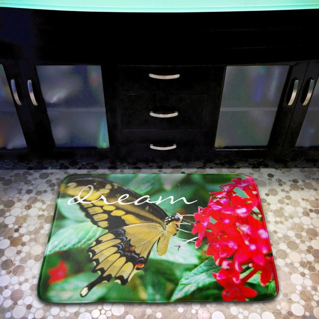 Tapete De Banheiro Fotografia de Borboleta Amarela Preta Sonho Script (Criador carregado)