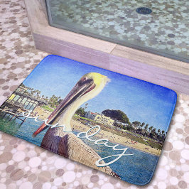 Tapete De Banheiro Fotografia de Pássaro Pelicano de Praia Sol Dia Sc