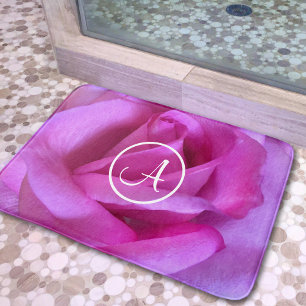 Tapete De Banheiro Fotografia rosa púrpura, monograma personalizado o
