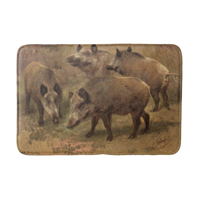 Tapete De Banheiro Four Wild Boar on Grass (por Rosa Bonheur) (Frente)