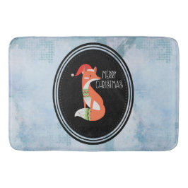 Tapete De Banheiro Fox Laranja no Red Santa Hat Feliz Natal