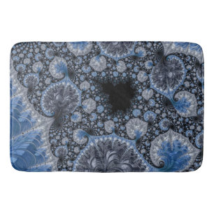 Tapete De Banheiro Fractal azul abstrato preto