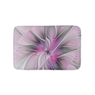 Tapete De Banheiro Fractal Fractal Moderna Abstrato com Cinza Rosa Fl
