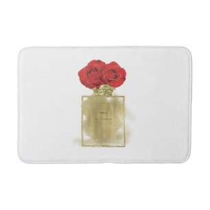 Tapete De Banheiro Frasco de perfume de moda floral rosas vermelhas g