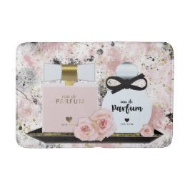 Tapete De Banheiro Frascos de Perfume de Nova York Dourado & Rosas Ro