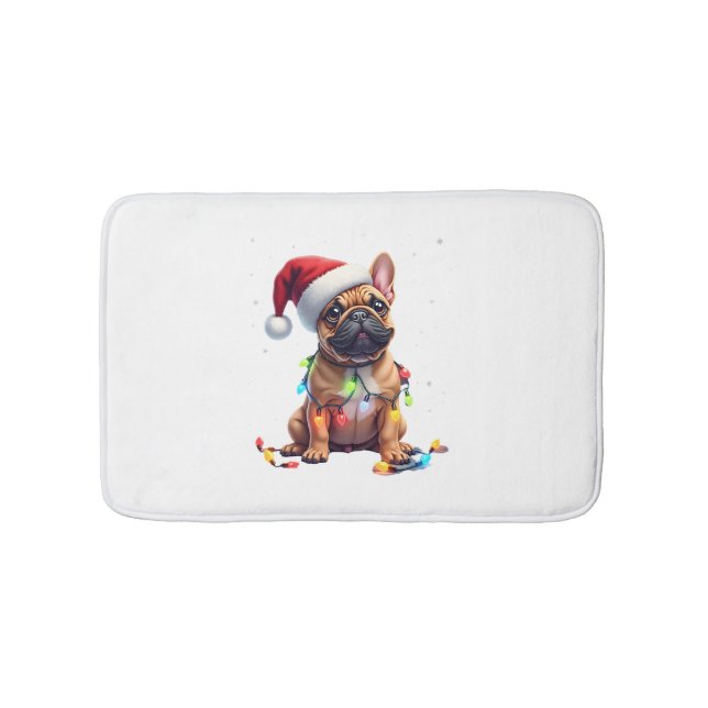 Tapete De Banheiro French Bulldog Xmas Lighting Santa French Bulldog  (frente)