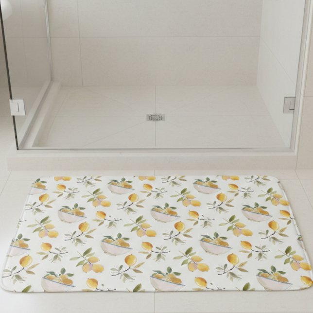 Tapete De Banheiro French Country Lemon Pattern Bath Mat (cute french country lemon pattern bath mat)
