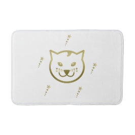Tapete De Banheiro Frente de Gato Dourada - Cor de Fundo Personalizad