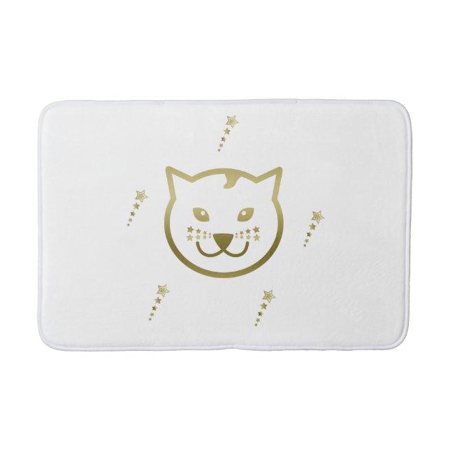 Tapete De Banheiro Frente de Gato Dourada - Cor de Fundo Personalizad (Frente)