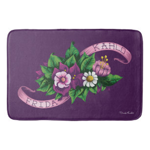 Tapete De Banheiro Frida Kahlo   Buquê Floral Roxo