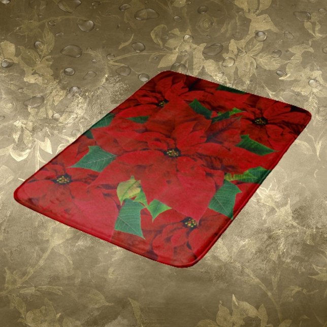 Tapete De Banheiro Frotas de Poinsettia Férias Férias Bath Mat (Criador carregado)