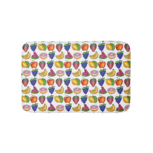 Tapete De Banheiro Fruta Impressão de Morango Melancia Banana Uvas