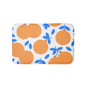 Tapete De Banheiro Fruta Laranja: Padrão Infinito De Balança Azul.