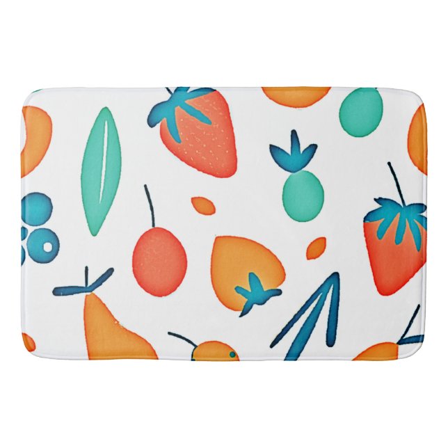 Tapete De Banheiro Fruta Whimsy: Padrão Reproduzível (Frente)