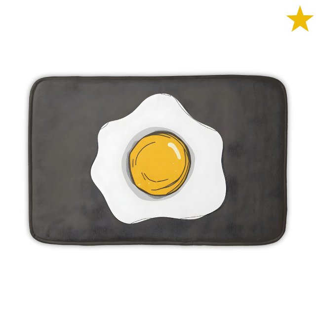 Tapete De Banheiro Fun Fried Egg Drawing Breakfast Food  (Criador carregado)