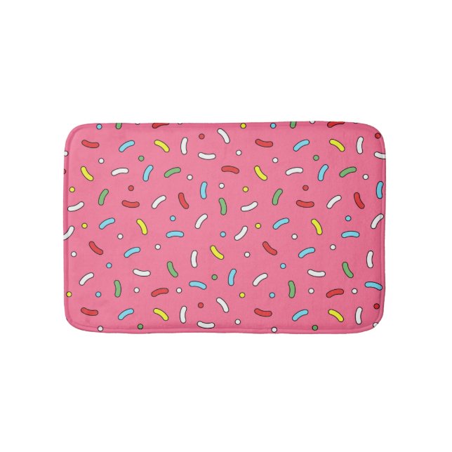 Tapete De Banheiro Fun Pink Candy Sprinkles Pattern  (frente)