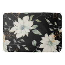 Fundo Botânico Floral Branco Clássico Preto