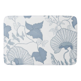 Tapete De Banheiro Fundo Branco Delicar Flores Azuis Japonesas