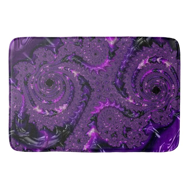Tapete De Banheiro Funky Bold Boho Purple Digital Abstrato Fractal (Frente)