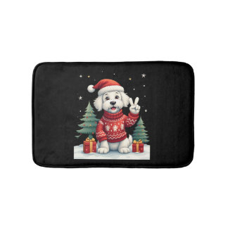 Tapete De Banheiro Funny Peace Hand Maltese Christmas Lights Womens M