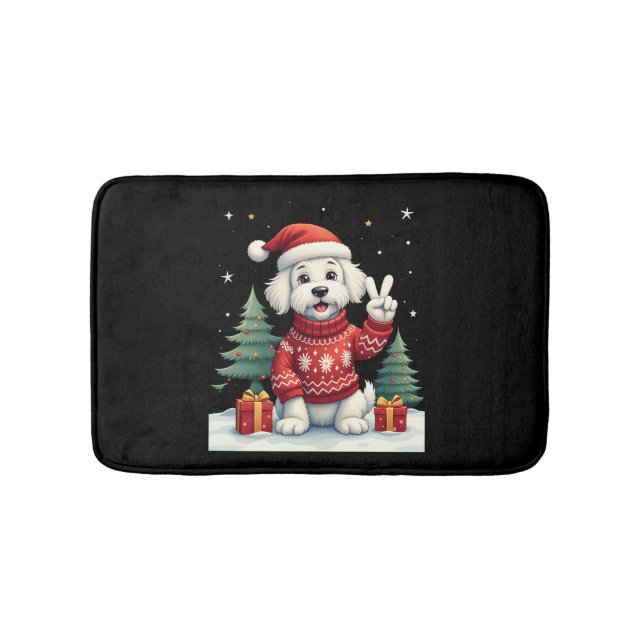 Tapete De Banheiro Funny Peace Hand Maltese Christmas Lights Womens M (frente)