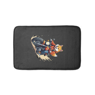 Tapete De Banheiro Funny T-Shirt, Shiba Inu, Motorcycle, Dog, Puppet,