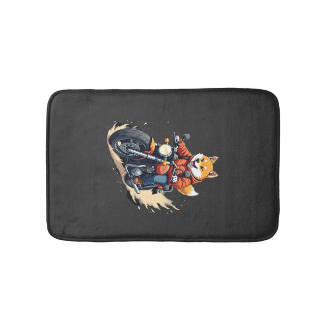 Tapete De Banheiro Funny T-Shirt, Shiba Inu, Motorcycle, Dog, Puppet, (frente)