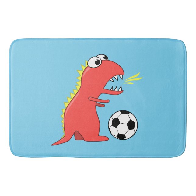 Tapete De Banheiro Futebol engraçado azul do dinossauro dos desenhos (Frente)
