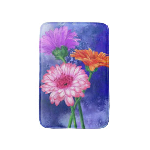 Tapete De Banheiro Garganta Gerberas de Três Cores - Desenho de Arte