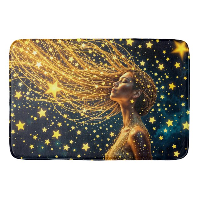 Tapete De Banheiro Garota do sonho cercada por estrelas brilhantes br (Frente)