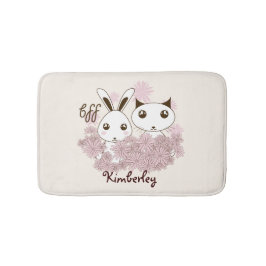 Tapete De Banheiro Gatinho bonitinho e coelhinho de animais, garotas