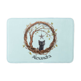 Tapete De Banheiro Gatinho Preto Bonito Observando uma Estrela