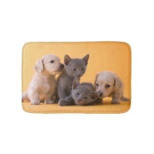 Tapete De Banheiro Gatinhos do russo & filhotes de cachorro azuis do