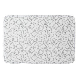 Tapete De Banheiro Gatinhos e bolinhas em preto e branco